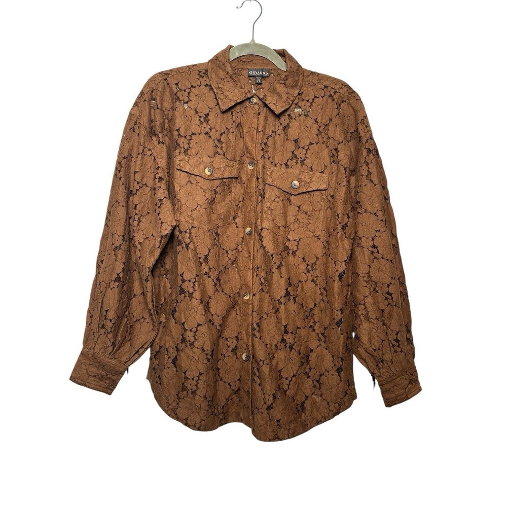 Shyanne Brown Laceβ Western Shirt with Fringe Detail Women's XS